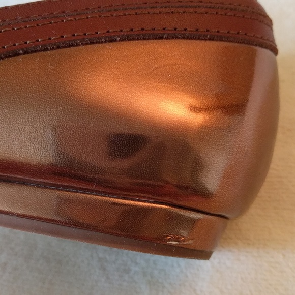 Seychelles metallic whiskey/copper leather flat peep-toe shoes Size 9.5 - Picture 7 of 13